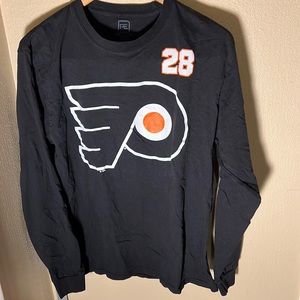 NHL Pro Edge Mens LS Flyers 28 Giroux Tee Color Black Size Medium
